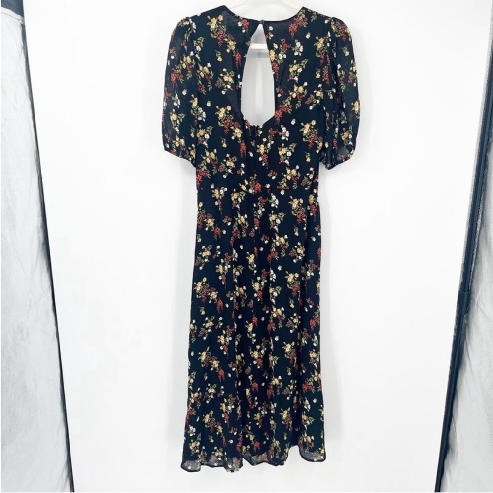 Reformation Black Floral Backless Dress - 
Vionette Midi Dress in Wildflower - Picture 4 of 8